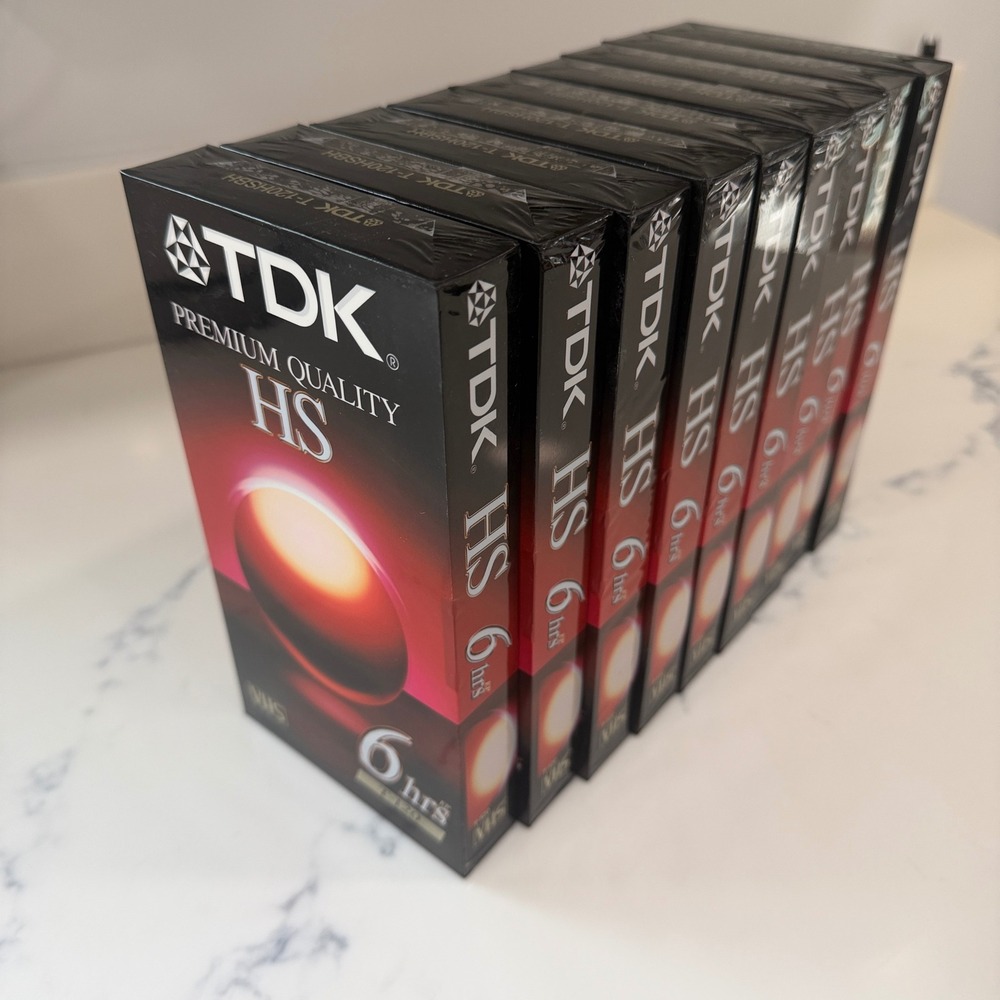 Lot of 9 TDK Premium Quality VHS Blank Video Cassette Tape T-120HSBH 6 Hour NEW